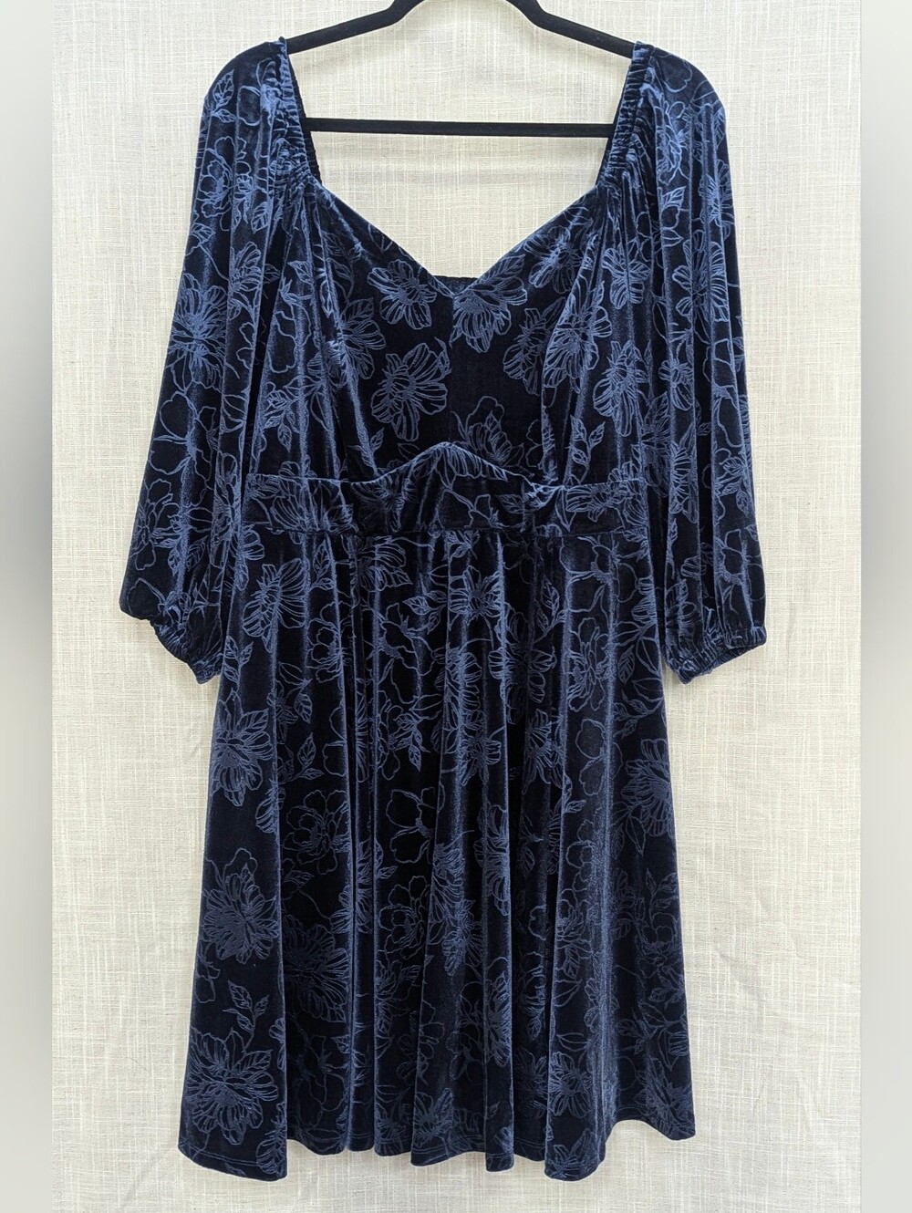 Torrid Navy Blue Floral Velvet Burnout Dress 1X